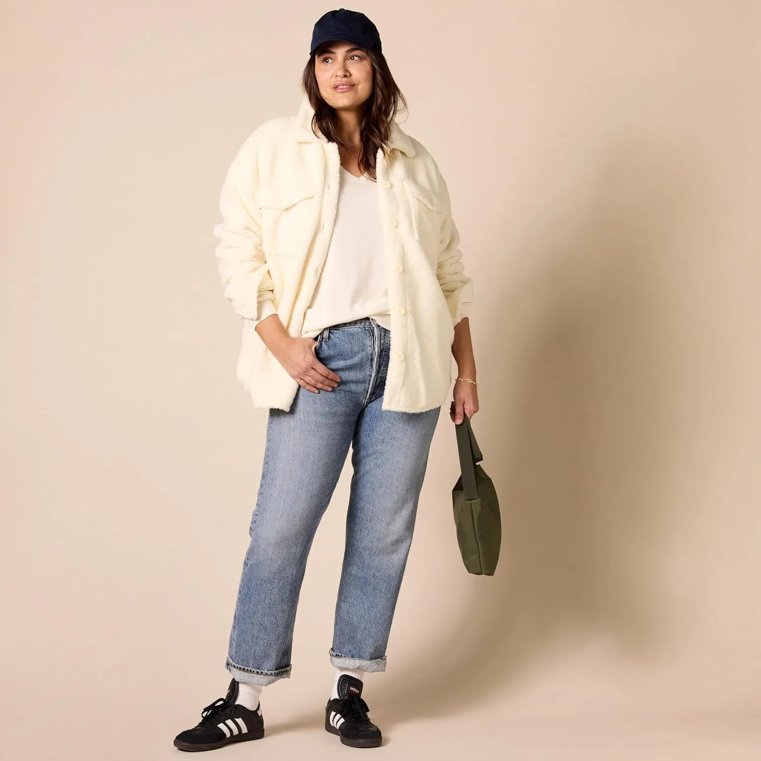 Amazon Essentials Women's Oversized Teddy Sherpa Shirt Jacket (Previously Goodthreads)