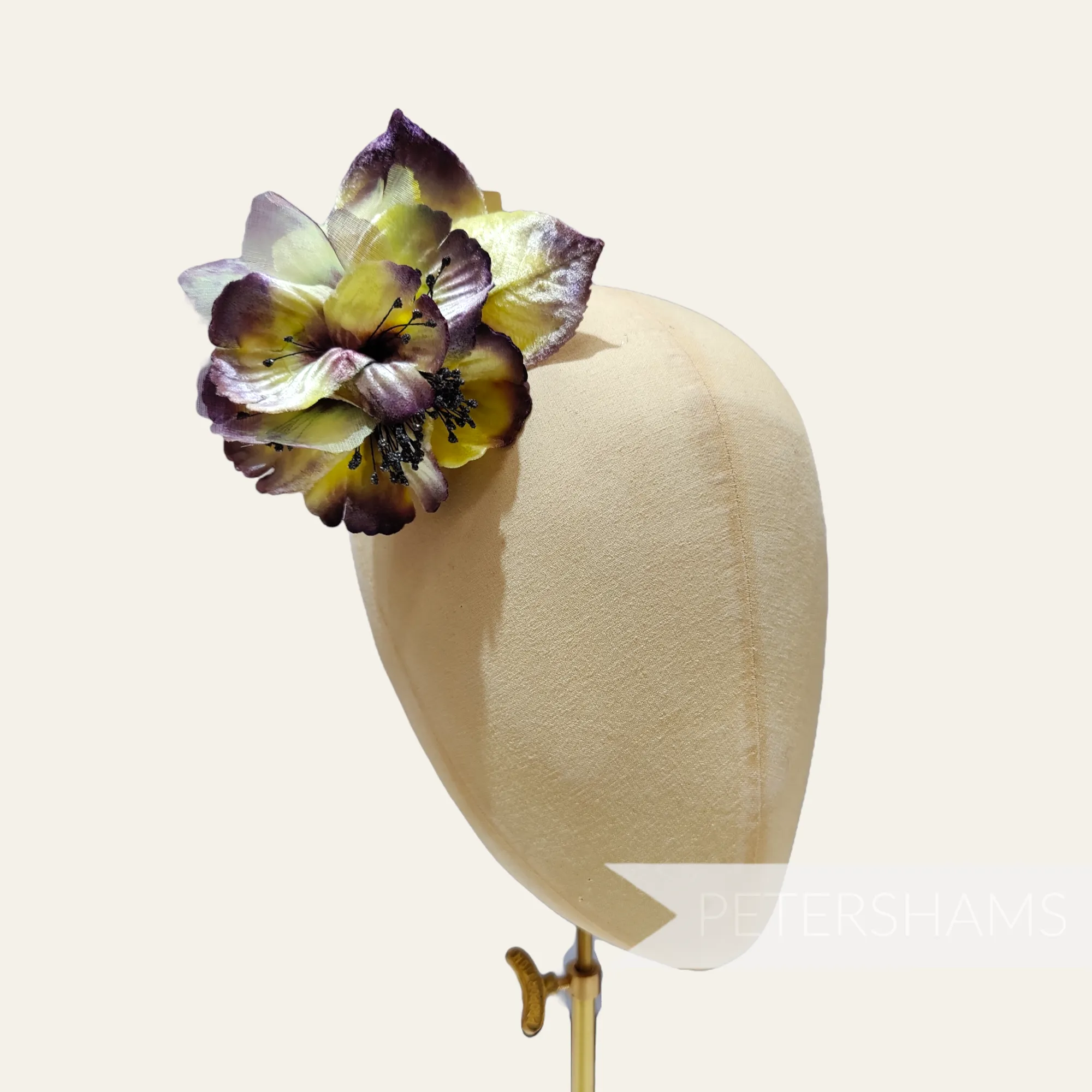 'Bailee' Vintage Czech Silk Velvet and Organza 10cm Sparkle Stamen Flower Mount
