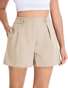 Belle Poque Linen Shorts for Women 2025 Summer Trendy Shorts Elastic High Waisted Dressy Casual Shorts with Pockets