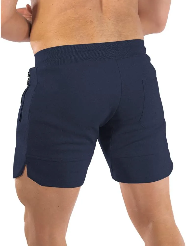 BUXKR Mens Workout Shorts 5 Inch Quick Dry Gym Shorts for Men Athletic Running Shorts with Zipper Pockets