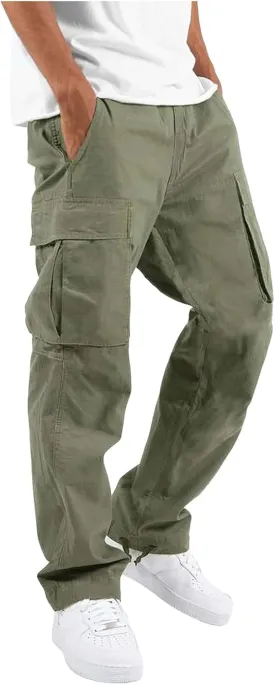 Cargo Pants for Men Relaxed Fit Casual Cargo Joggers Men Sweatpants Drawstring Elastic Waist Hiking Pants with Pockets