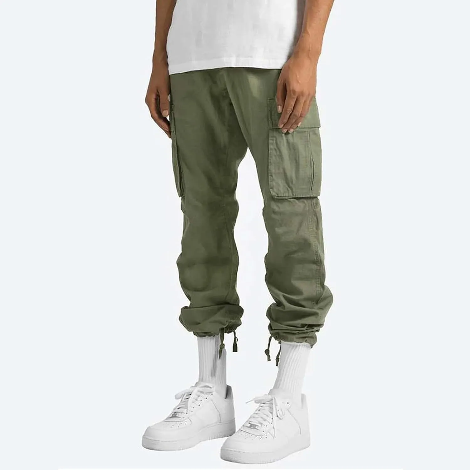 Cargo Pants for Men Relaxed Fit Casual Cargo Joggers Men Sweatpants Drawstring Elastic Waist Hiking Pants with Pockets