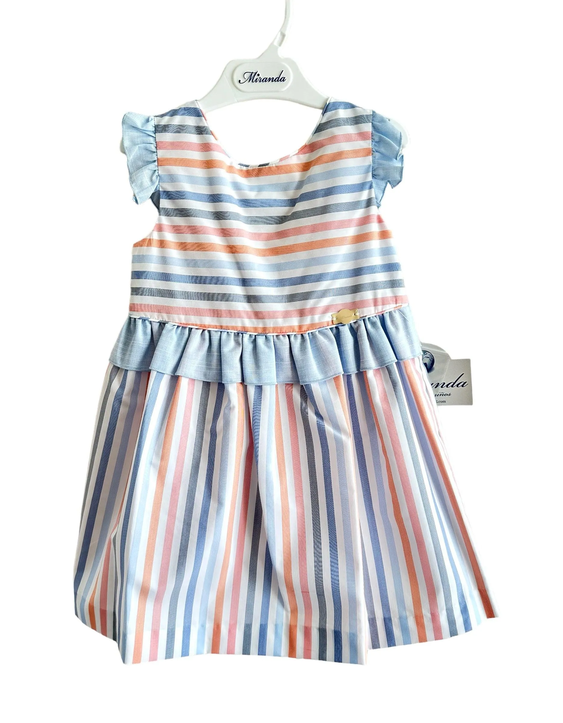 CLEARANCE SALE - Miranda SS24 - Girls Multicolour Stripe Dress 604V