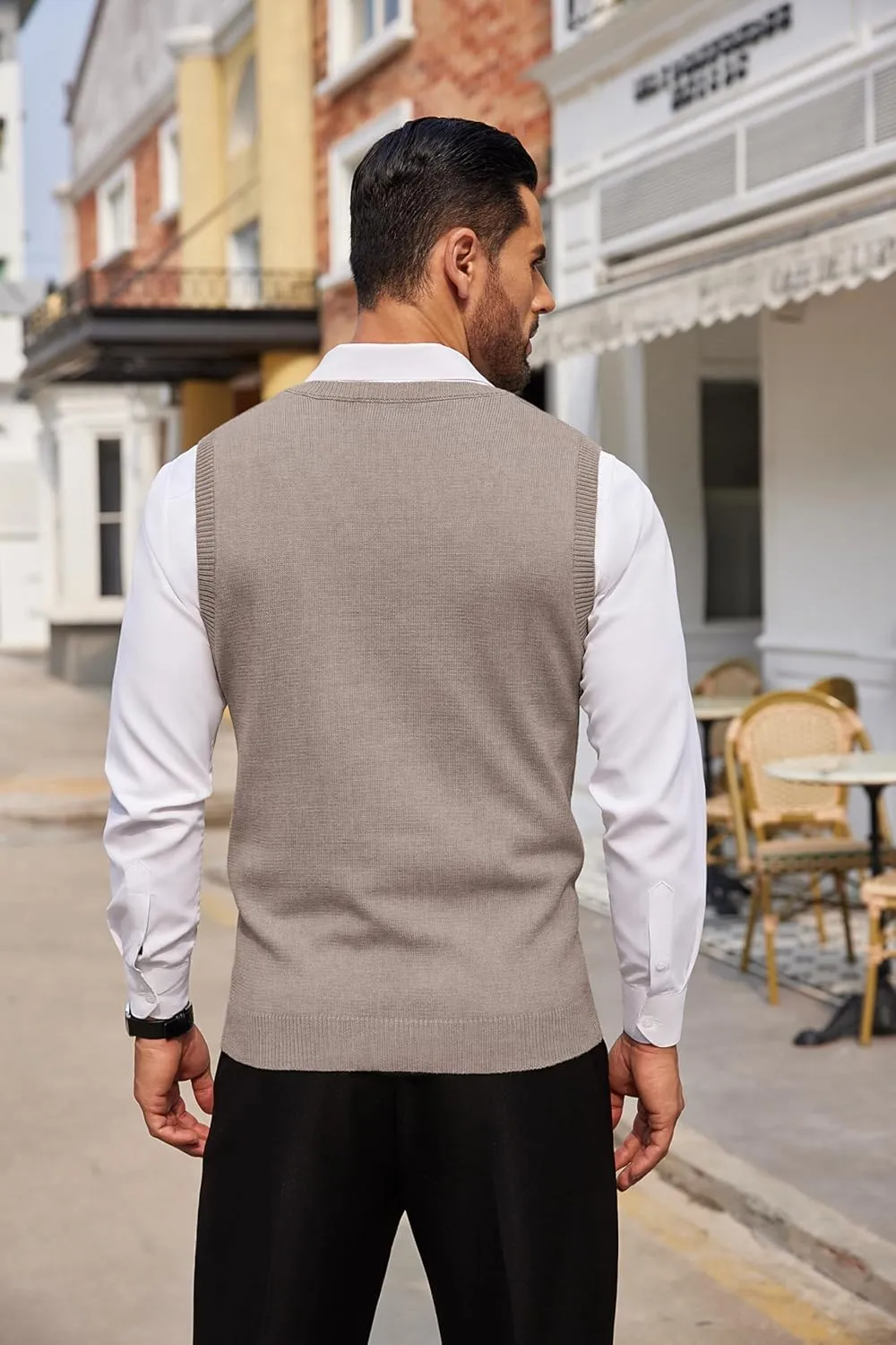 COOFANDY Men's Sweater Vest Sleeveless V Neck Knitted Slim Fit Casual Lightweight Pullover Sweater