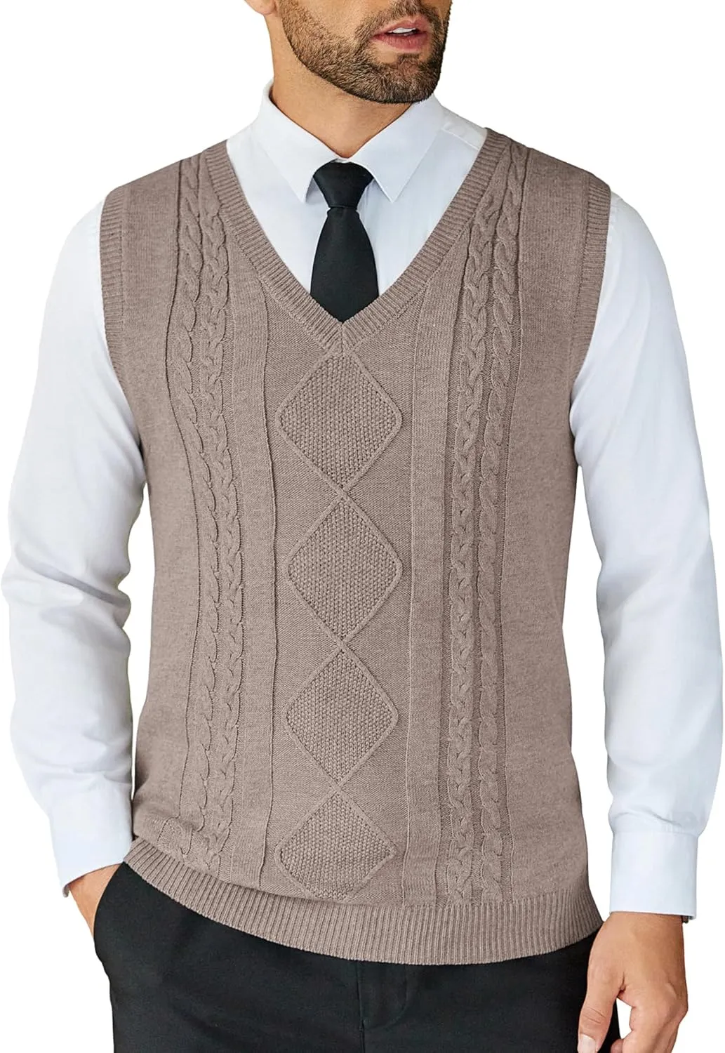 COOFANDY Men's Sweater Vest Sleeveless V Neck Knitted Slim Fit Casual Lightweight Pullover Sweater