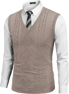 COOFANDY Men's Sweater Vest Sleeveless V Neck Knitted Slim Fit Casual Lightweight Pullover Sweater