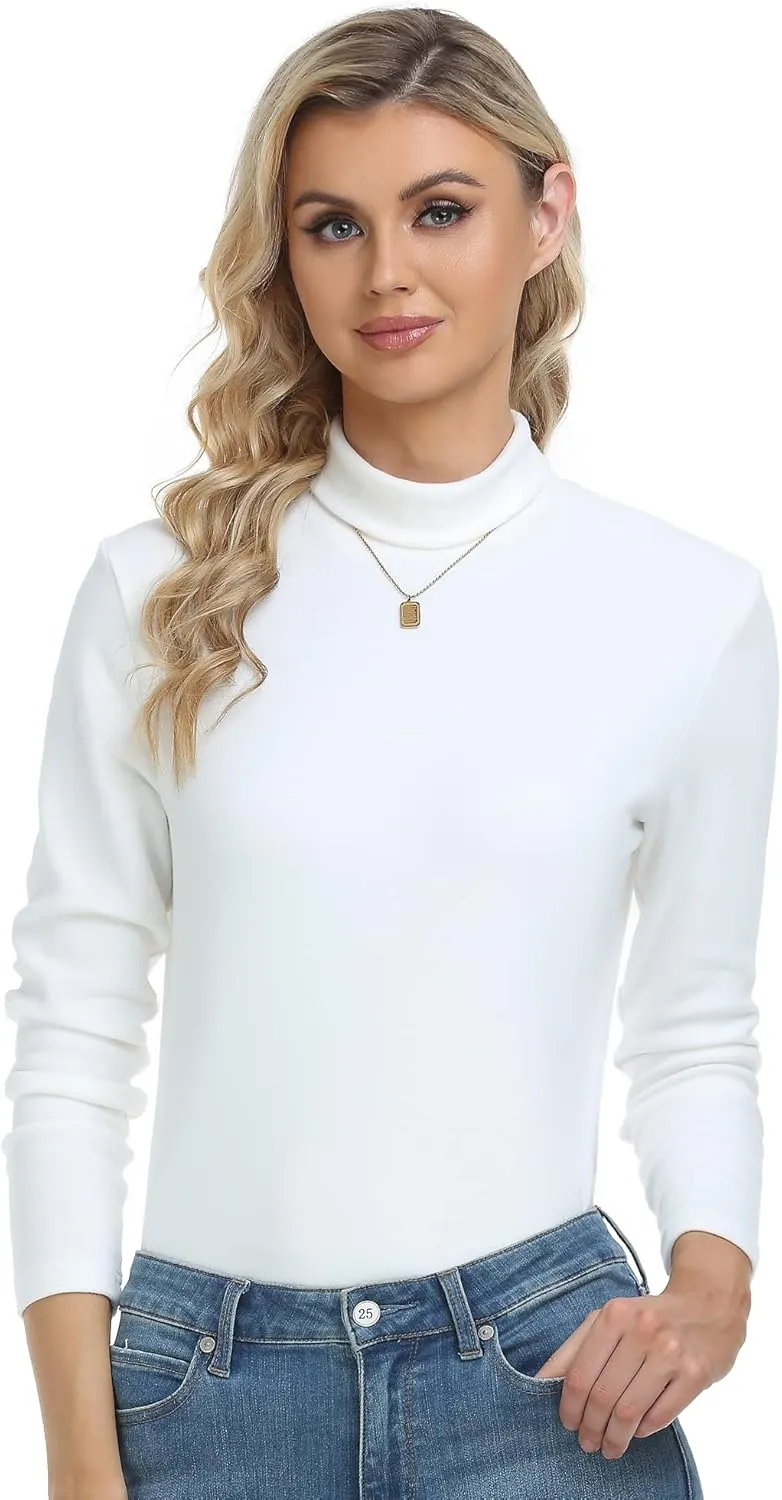 CUNYI Women's Mock Turtleneck Shirt Long Sleeve Thermal Tee Cotton Tops for Women