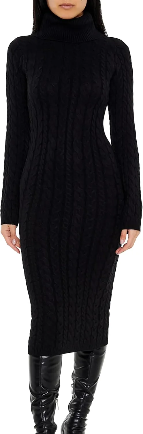 Forever 21 Women's Cable Knit Midi Sweater Dress