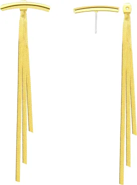 FUTIMELY Gold Long Dangle Drop Earrings for Woman,Punk Sleek Metal Chain Tassel Earrings 70s/80s Disco Outfits Accessories Jewelry