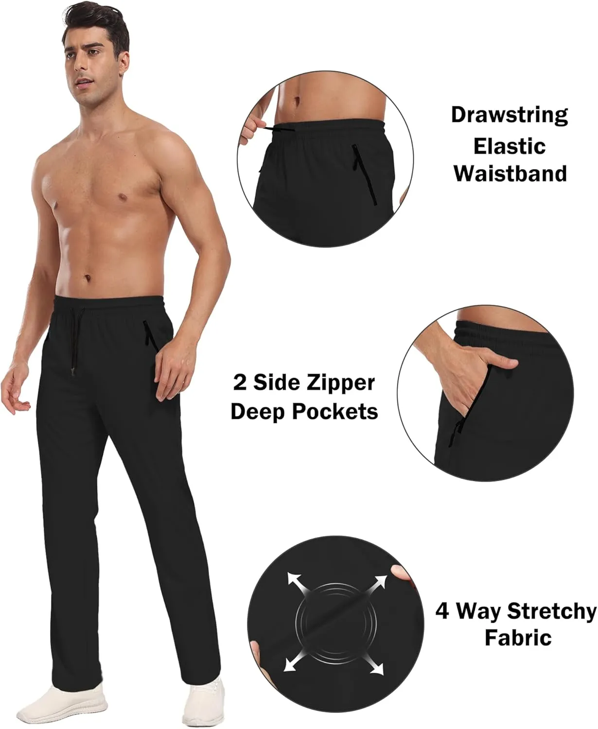 Hiking Pants Men Cargo Pants Water Resistant Lightweight Work Casual Pants Joggers with Zipper Pockets Outdoor HH24019M