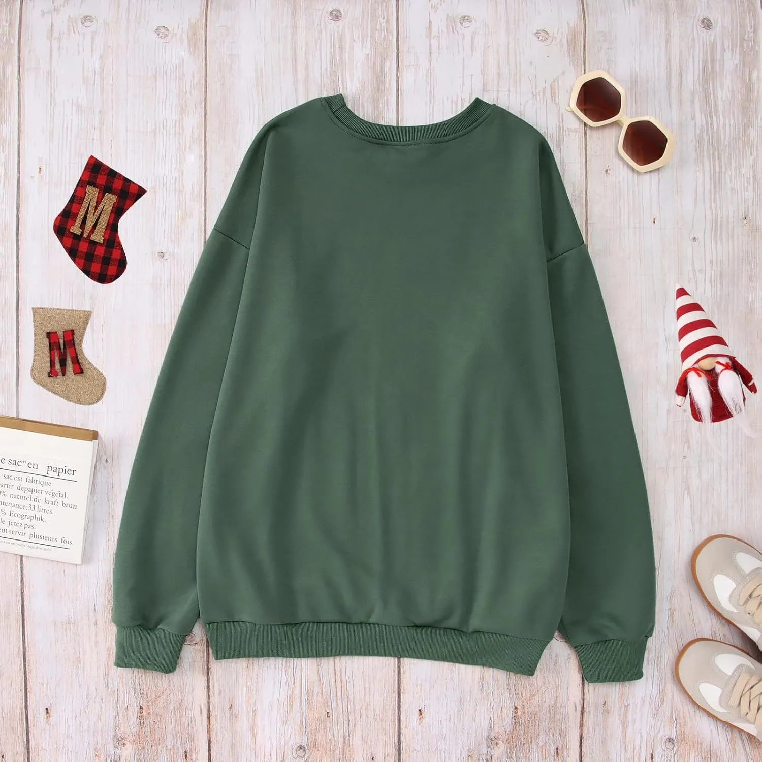 KEKEMI Women Christmas Sweatshirt Crewneck Gingerbread Shirt Long Sleeve Xmas Tree Coffee Pullover Oversized Holiday Tops