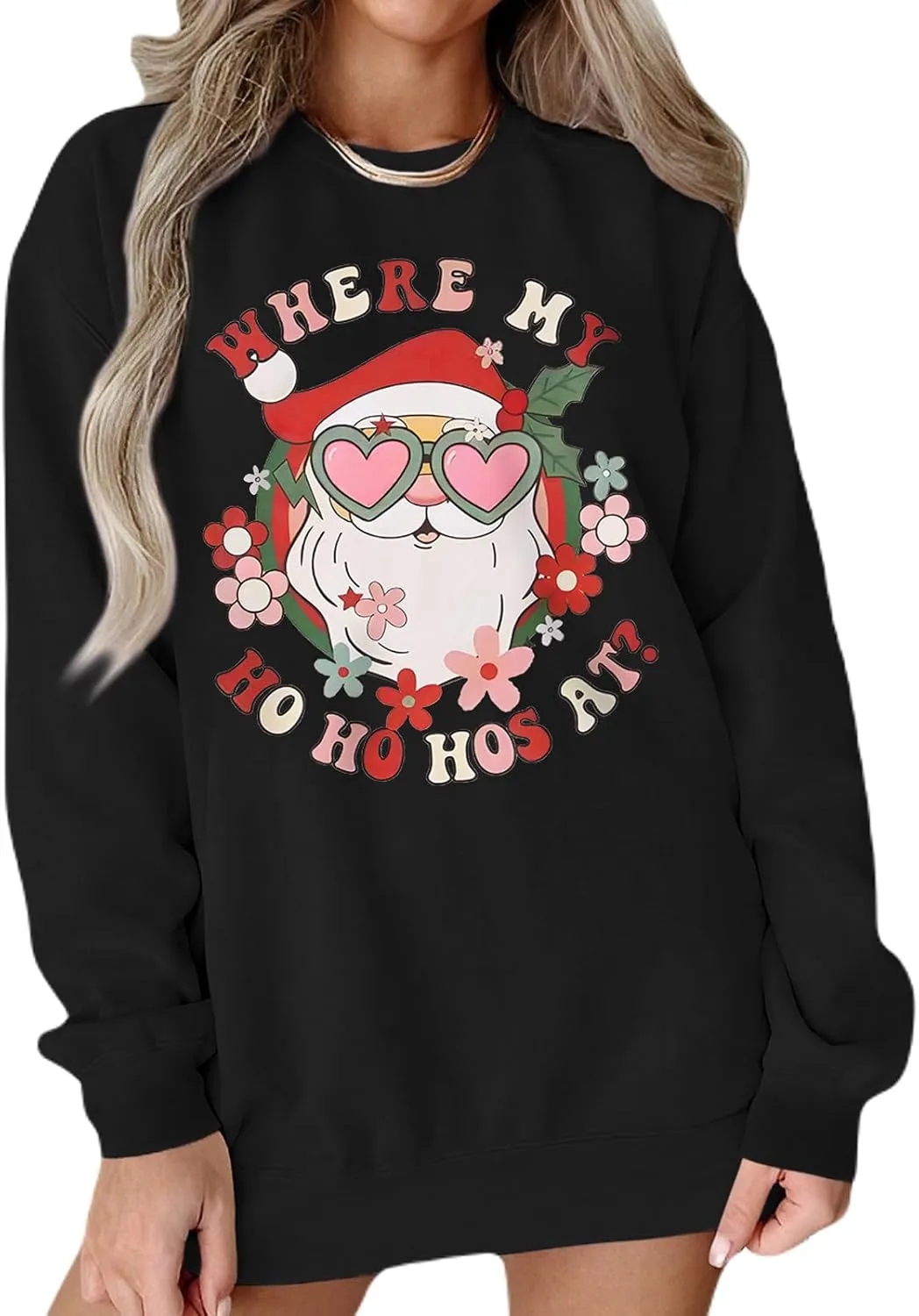 KEKEMI Women Christmas Sweatshirt Crewneck Gingerbread Shirt Long Sleeve Xmas Tree Coffee Pullover Oversized Holiday Tops