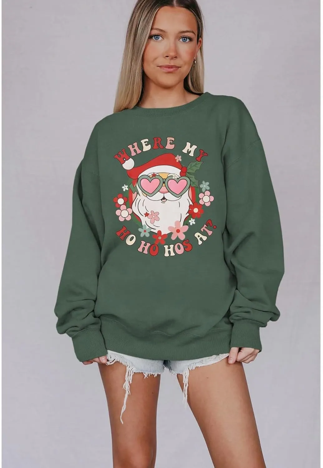 KEKEMI Women Christmas Sweatshirt Crewneck Gingerbread Shirt Long Sleeve Xmas Tree Coffee Pullover Oversized Holiday Tops