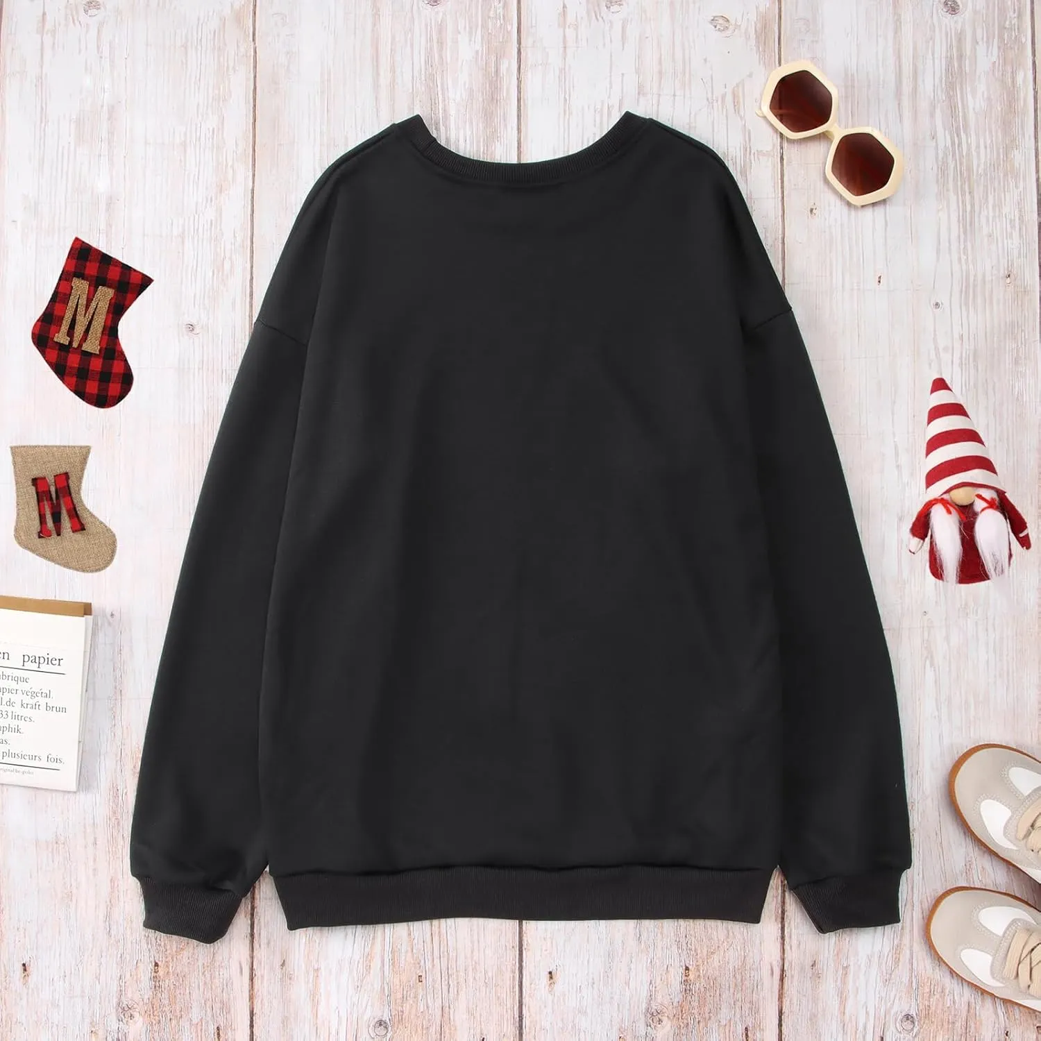 KEKEMI Women Christmas Sweatshirt Crewneck Gingerbread Shirt Long Sleeve Xmas Tree Coffee Pullover Oversized Holiday Tops