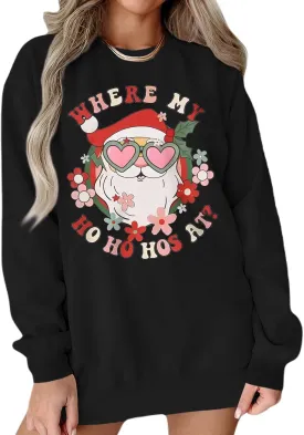 KEKEMI Women Christmas Sweatshirt Crewneck Gingerbread Shirt Long Sleeve Xmas Tree Coffee Pullover Oversized Holiday Tops