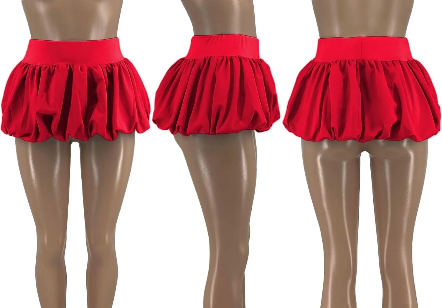 LETSVDO Women's Bubble Mini Skirt Y2k Puffy Pleated Ruffle Elastic Waist A Line Flare Balloon Cute Summer Short Skirts
