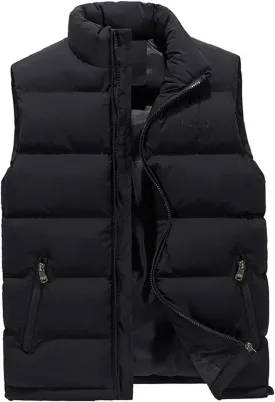 Men's Puffer Vest Casual Vest Winter Jacket With Pocket Solid Color Outdoor Vest Top Riding Skiing Fishing Puffy Vests, S-6XL