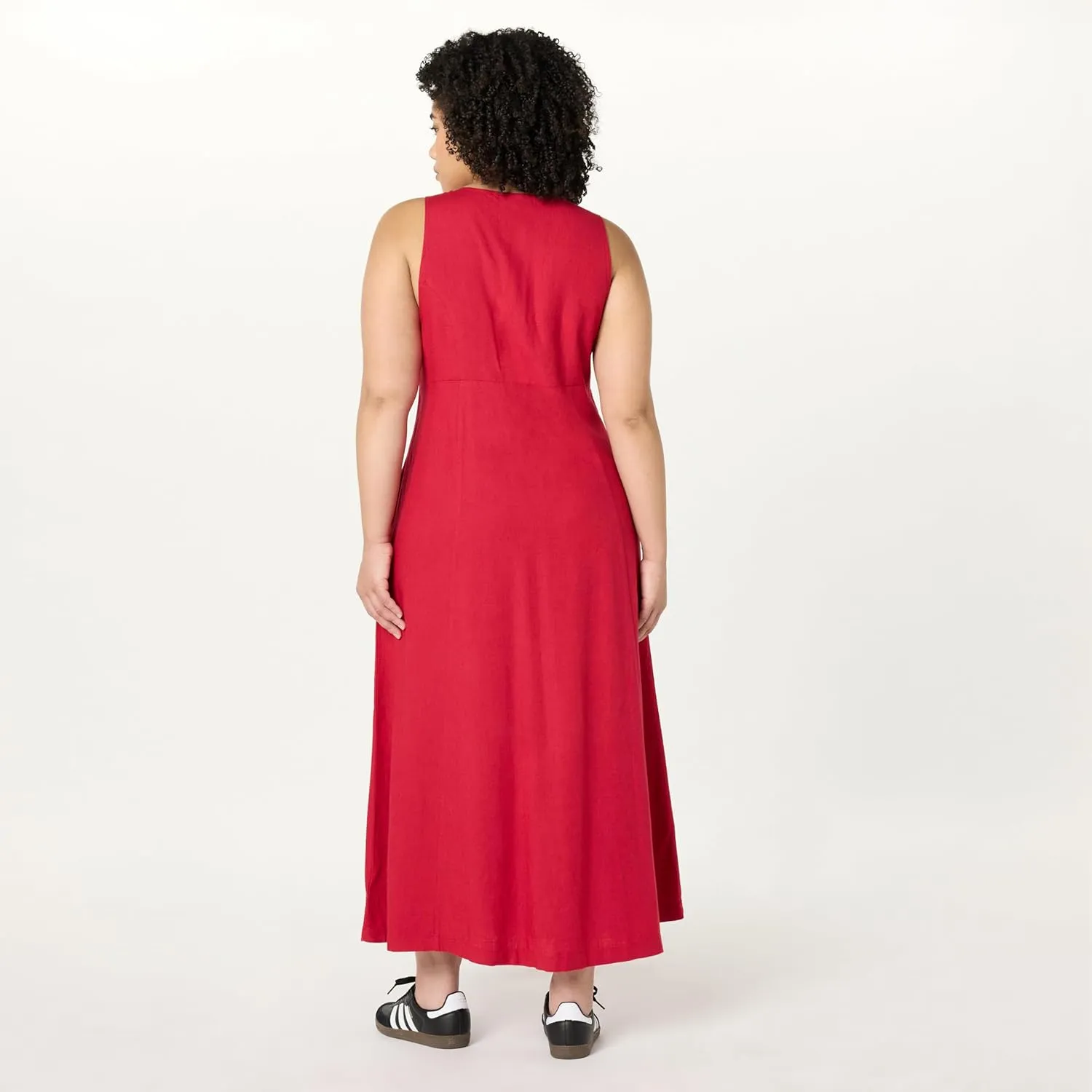 The Drop Women's Blanca Linen Button-Front V-Neck Maxi Dress