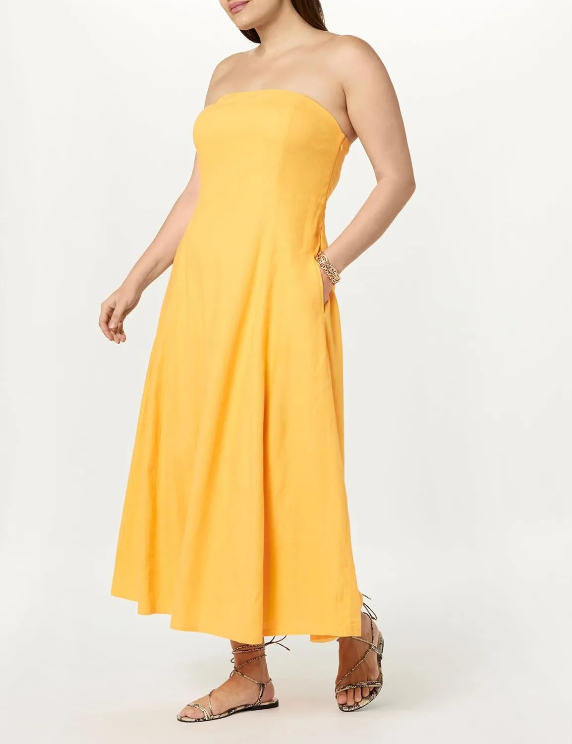 The Drop Women's Carlota Strapless Linen Maxi Dress