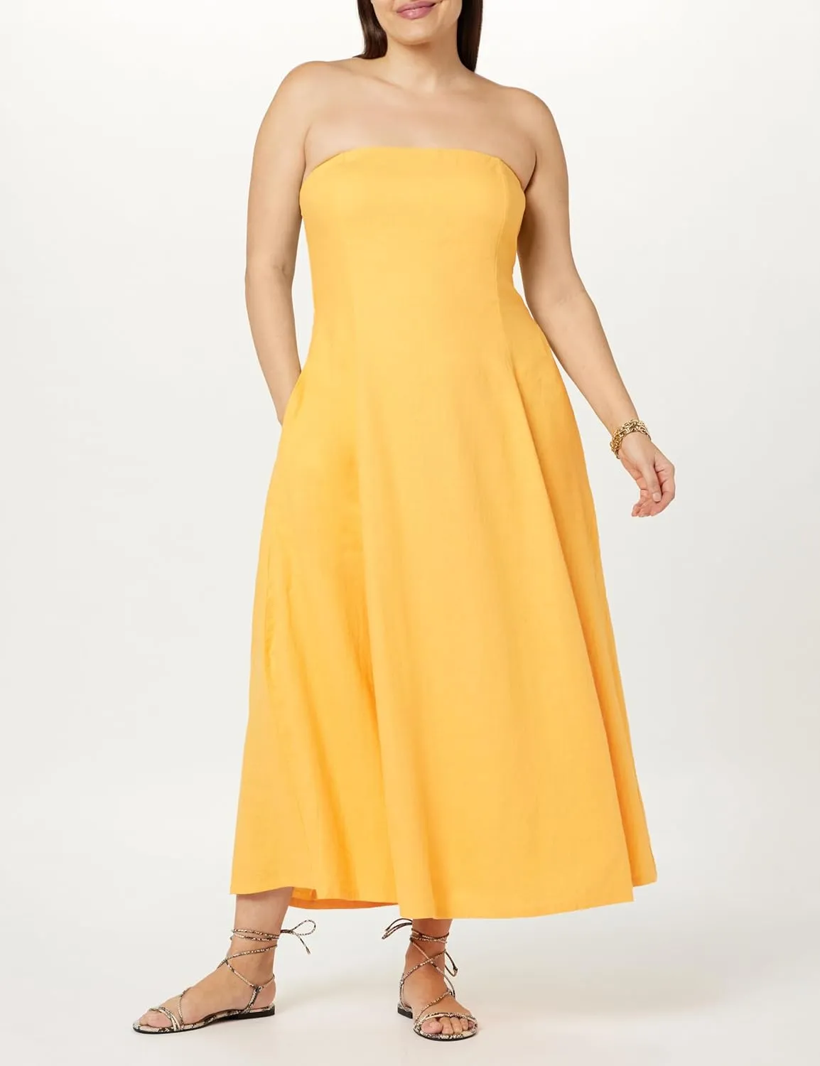 The Drop Women's Carlota Strapless Linen Maxi Dress