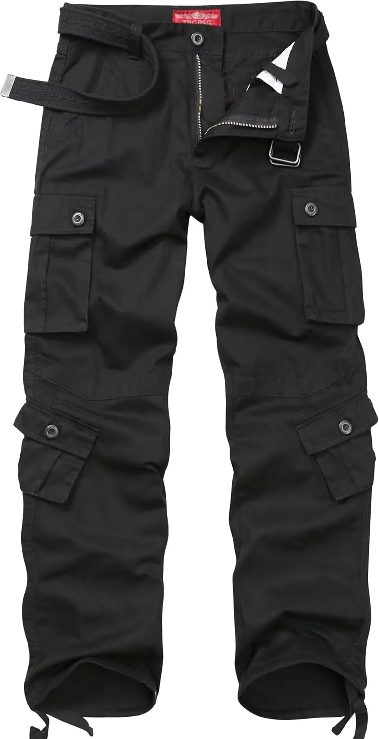 TRGPSG Men's Wild Cargo Pants, Camo Pants Cotton Casual Work Hiking Pants with 8 Pockets
