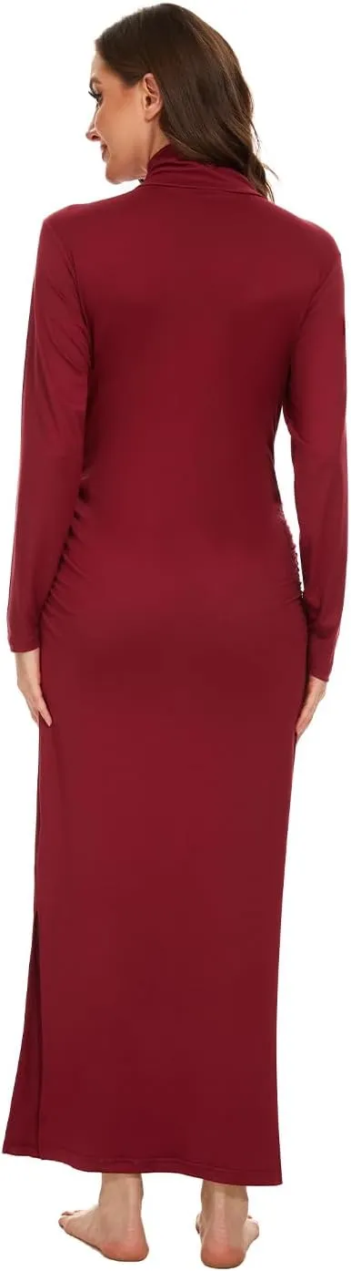 Turtleneck Long Sleeve Maternity Bodycon Dresses for Photography Maternity Baby Shower and Casual