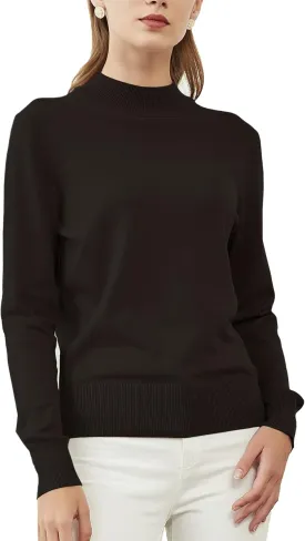 Woolicity Womens Mock Neck Sweater Long Sleeve Knit Pullover Tops Casual Lightweight Jumper Loose Pullover Tops